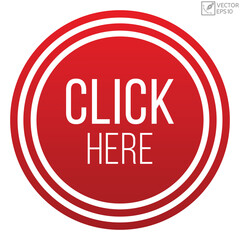 Click here banner design. Click here icon. Flat style vector illustration.