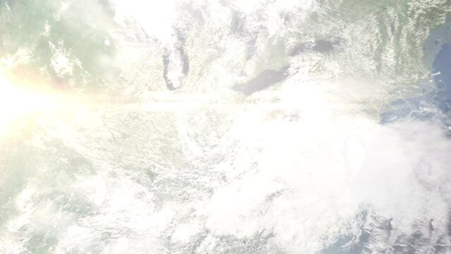 Zoom in from space and focus on Springfield, Ohio, USA. 3D Animation. Background for travel intro. Elements of this image furnished by NASA