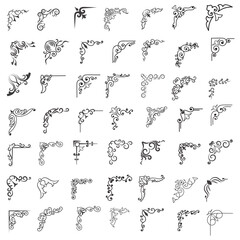 Vector illustration of decorative corner frame set. Set Hand Draw of Corners Different Shapes Flower Decoration Vector Design Doodle Sketch Style For Wedding And Banner