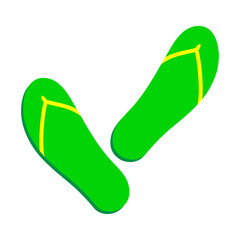 Green slipper icon flat style vector illustration.