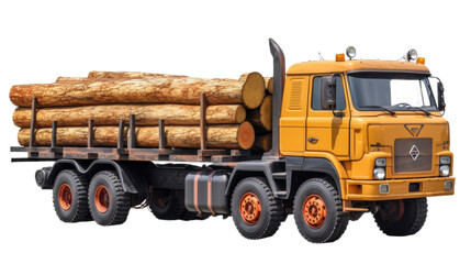 Logging truck isolated on transparent background. Generative AI