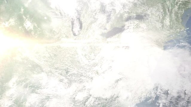 Zoom in from space and focus on Kettering, Ohio, USA. 3D Animation. Background for travel intro. Elements of this image furnished by NASA