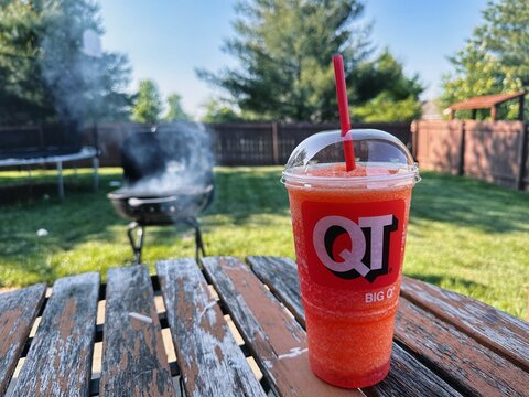Frozen QuikTrip Drink and Grilling Burgers