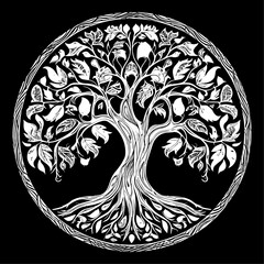 Tree of Life tribal vector, vector illustration, isolated on white background.