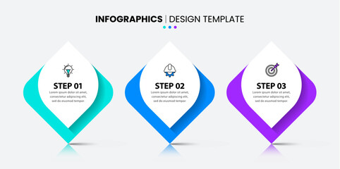 Infographic template. 3 abstract shapes with icons and text