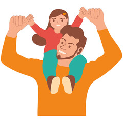 Father's Day vector illustration. Character design son, daughter, and father.