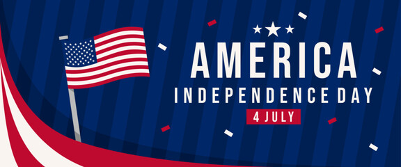 Vector Banner, Celebrate america Independence Day! Add patriotic flair to your designs with this vibrant vector banner. Perfect for social media, websites, and more.