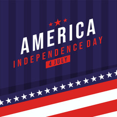 social media post greeting card for american independence day with star decoration in american flag colors