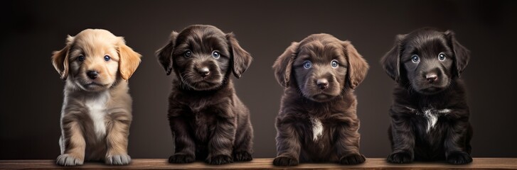 Four Puppies Posed Side by Side made with Ai generative technology