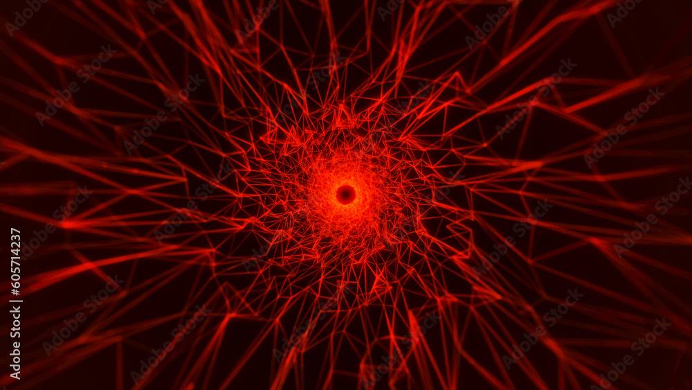 Aufkleber motion graphic of flying into digital technologic tunnel. 3d render. abstract digital background. da
