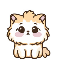 cute sad adorable white persian cat cartoon