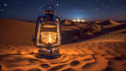 lamp in the desert. Generative AI