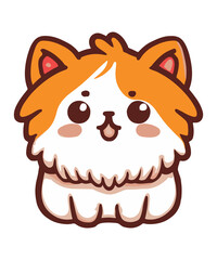 Orange Persian Cat Sitting Cartoon