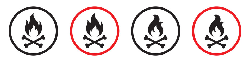 Fire warning icon. Flammable icon, vector illustration