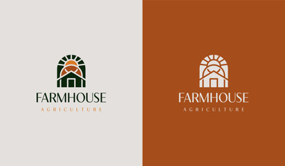 Agriculture Farmhouse Logo Set. Universal creative premium symbol. Vector sign icon logo template. Vector illustration - obrazy, fototapety, plakaty