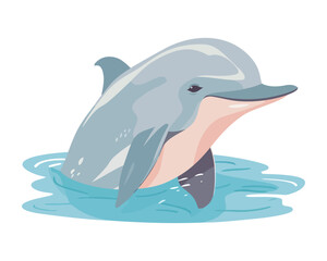 Cute dolphin swimming in icy arctic waters