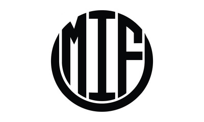 MIF shield with round shape logo design vector template | monogram logo | abstract logo | wordmark logo | lettermark logo | business logo | brand logo | flat logo.	 - obrazy, fototapety, plakaty