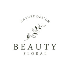 Hand drawn beautiful organic floral leaf and flower floral design logo for business, decoration, wedding, greeting card and photography.