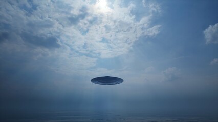 3d render. UFO above the ocean