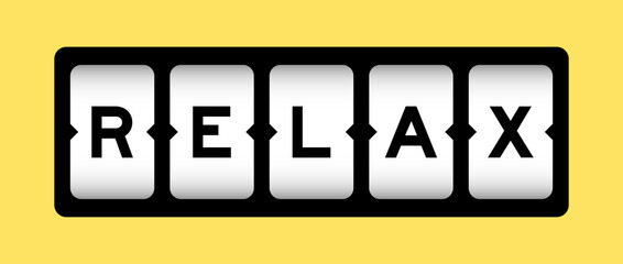 Black color in word relax on slot banner with yellow color background