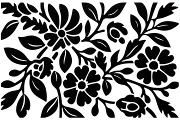 Beautiful black and white floral pattern isolated on white background using generative AI