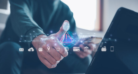 scam safe Fingerprint scanning and biometric authentication, processing of biometric for access personal data. surveillance and security scanning of digital programs cyber futuristic applications