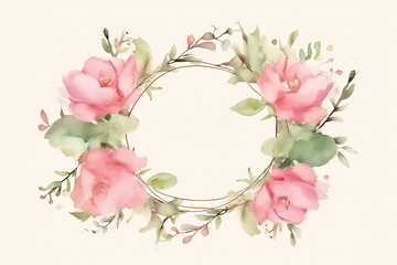 Wreath of flowers. Greeting card with flowers. Can be used as an invitation card for wedding, birthday and other holiday and summer background
