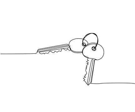 recommend clip art: Apartment keys, apartment loan one line art. Continuous line drawing of housing, key, home, house, relocation, keys, safety, property, keyring, estate, mortgage, secure, unlock, loan