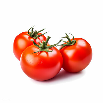 Three Red Tomato On White Background Illustration