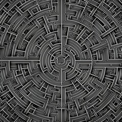 Pattern of intricate mazes interlocking lines and circle