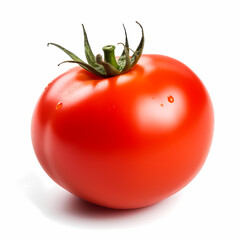 Single Red Tomato On White Background Illustration