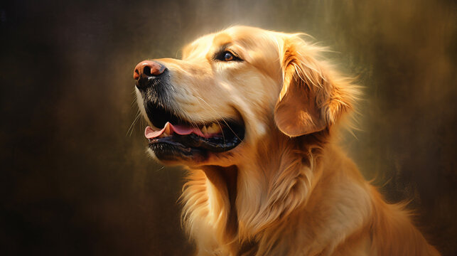 A painting of a golden retriever dog 