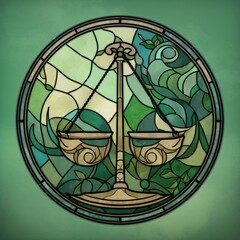 Libra Horoscope Zodiac sign symbol wallpaper background design, astrology, scales, Generative AI