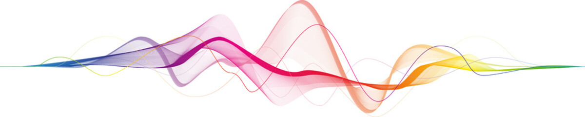 Visualization of music, sound. Abstract rainbow wave on a transparent background for web design, presentation design, web banners. Design element