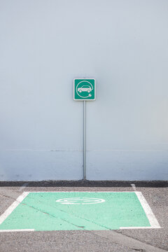 Empty parking lot for eco friendly electric car