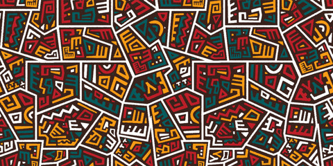 Hand drawn abstract seamless pattern, ethnic background, african style - great for textiles, banners, wallpapers, wrapping - vector design