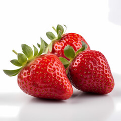 Three Strawberry On White Background Realistic Illustration