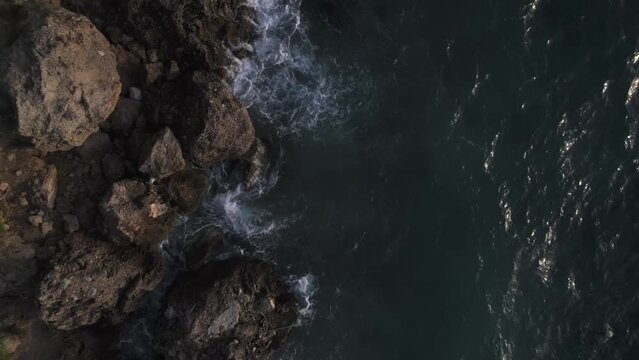 Aerial panoramic drone view of Podrace Beach in Brela, Kamen Brela, symbol of Brela, Punta Rata, Makarska Riviera