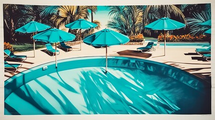 Pool in summer, turquoise water, ai generated