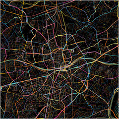 Colorful Map of Essen, North Rhine-Westphalia with all major and minor roads.