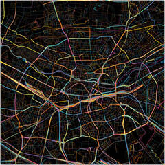 Colorful Map of Nurnberg, Bavaria with all major and minor roads.