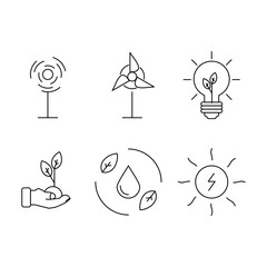 Thin line icons set of ecology, environment and sustainability concepts.