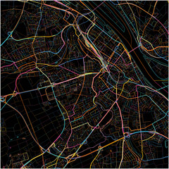 Colorful Map of Mainz, Rheinland-Pfalz with all major and minor roads.