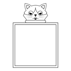 cute cat square frame