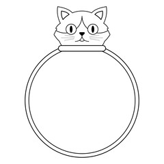 cute cat round frame