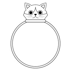 cute cat round frame
