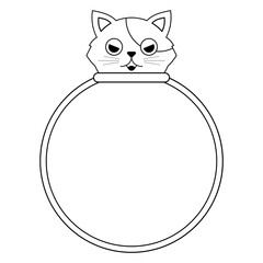 cute cat round frame