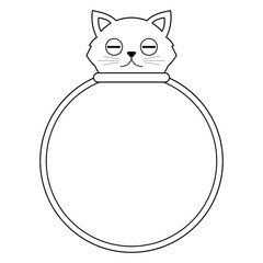 cute cat round frame