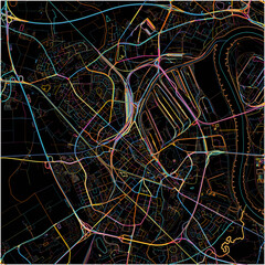 Colorful Map of Neuss, North Rhine-Westphalia with all major and minor roads.