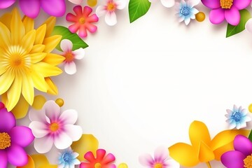 Naklejka na ściany i meble Colorful Flowers with White Copy Space 
